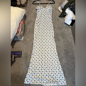 Floral Blue and White Maxi Dress